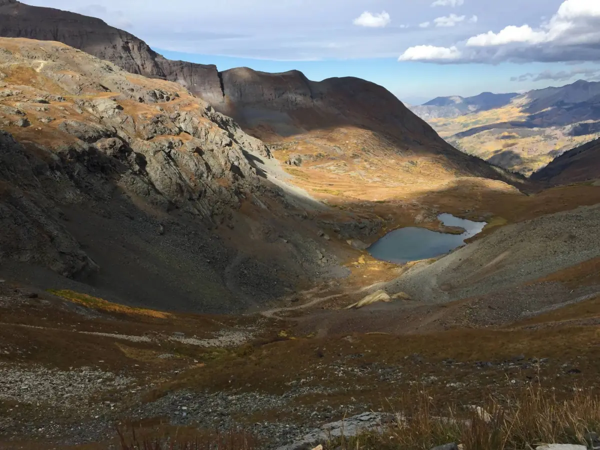 An alpine lake along Black Bear Pass